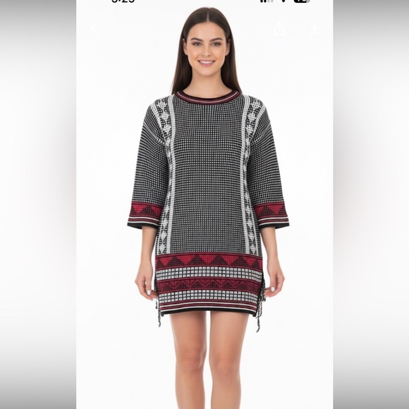 Asos size 4 unique sweater knit Aztec print dress - Picture 1 of 9